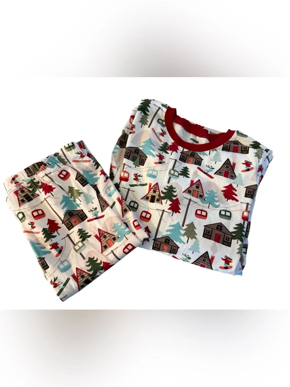 Gymboree Girls Size 14 Christmas Pajama Set Ski Lodge 100% Cotton NWT